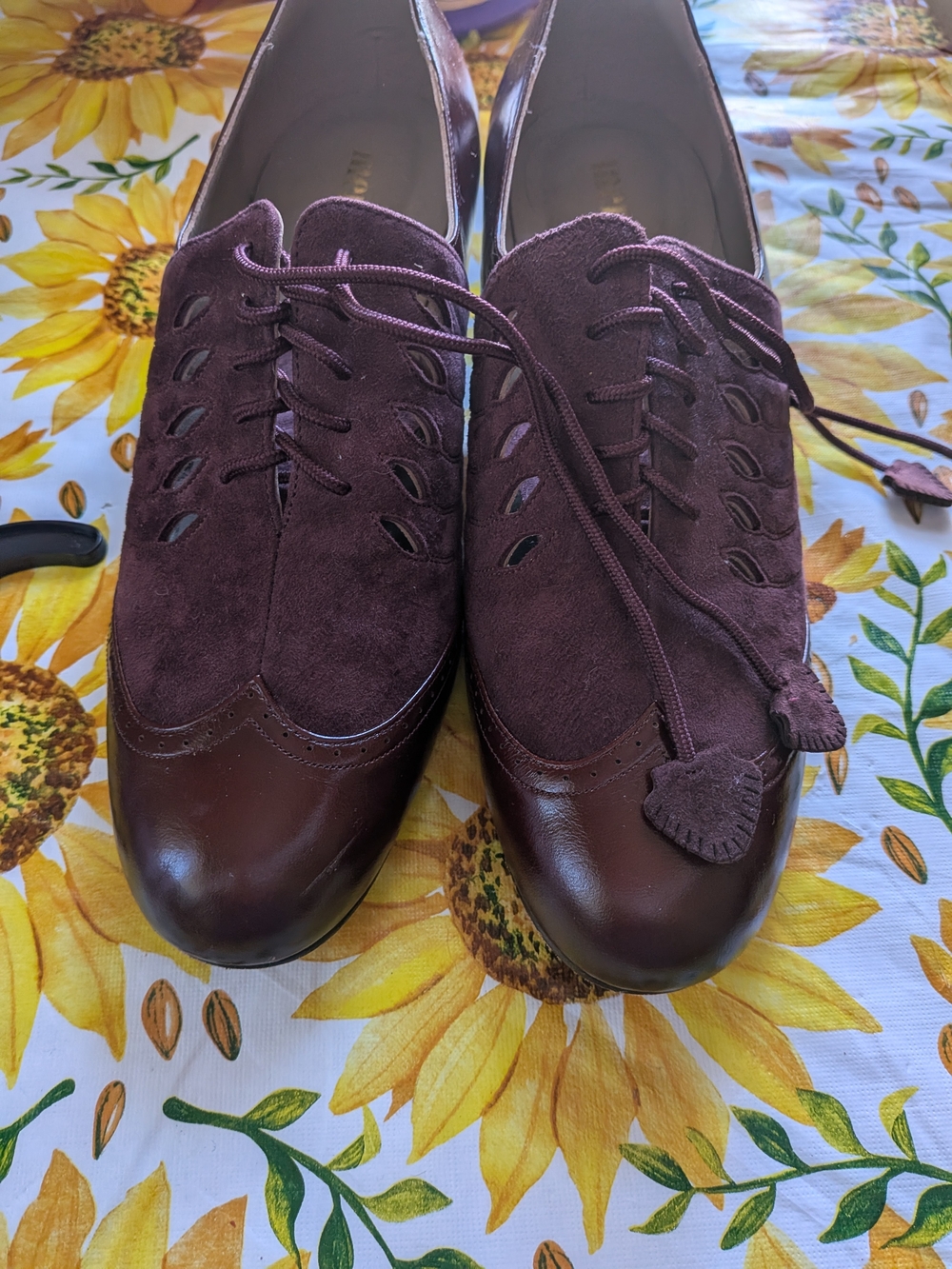 Memery Women’s Plum Suede & Leather Lace-Up Oxfords - Picture 6 of 6